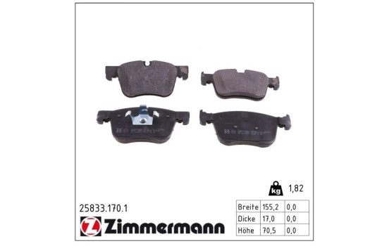 Brake Pad Set, disc brake 25833.170.1 Zimmermann, Image 2