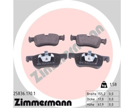 Brake Pad Set, disc brake 25836.170.1 Zimmermann, Image 2