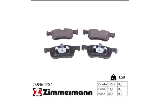 Brake Pad Set, disc brake 25836.170.1 Zimmermann, Image 2