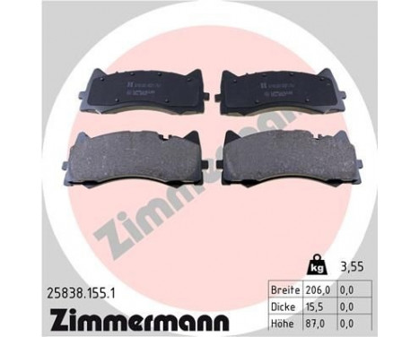 Brake Pad Set, disc brake 25838.155.1 Zimmermann