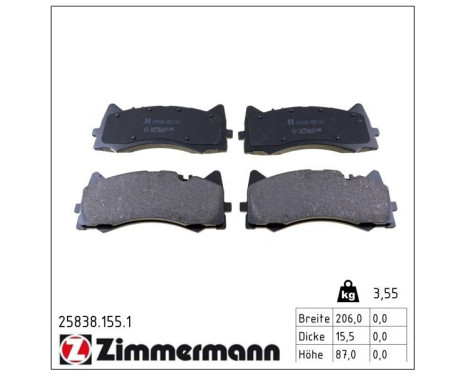 Brake Pad Set, disc brake 25838.155.1 Zimmermann