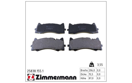 Brake Pad Set, disc brake 25838.155.1 Zimmermann