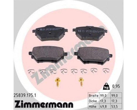 Brake Pad Set, disc brake 25839.175.1 Zimmermann, Image 2
