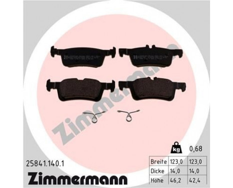 Brake Pad Set, disc brake 25841.140.1 Zimmermann