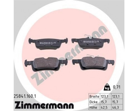 Brake Pad Set, disc brake 25841.160.1 Zimmermann, Image 2