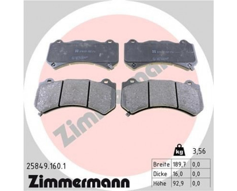 Brake Pad Set, disc brake 25849.160.1 Zimmermann