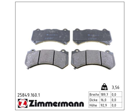 Brake Pad Set, disc brake 25849.160.1 Zimmermann