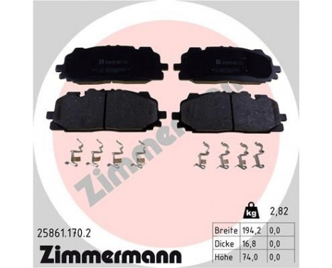 Brake Pad Set, disc brake 25861.170.2 Zimmermann