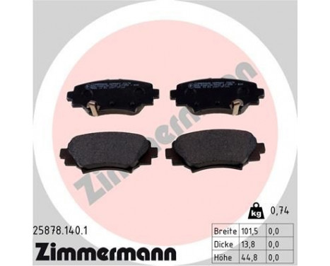 Brake Pad Set, disc brake 25878.140.1 Zimmermann, Image 2