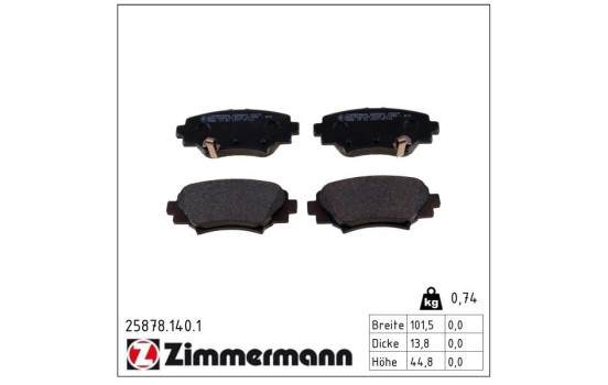 Brake Pad Set, disc brake 25878.140.1 Zimmermann, Image 2