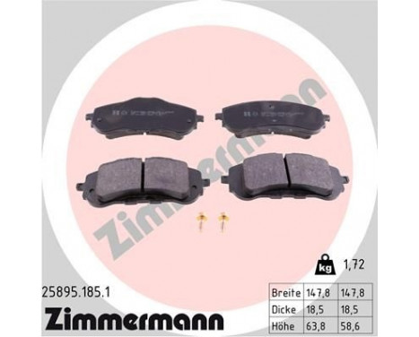 Brake Pad Set, disc brake 25895.185.1 Zimmermann, Image 2