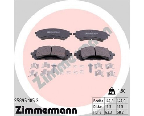 Brake Pad Set, disc brake 25895.185.2 Zimmermann, Image 2