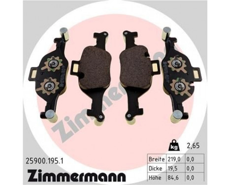 Brake Pad Set, disc brake 25900.195.1 Zimmermann, Image 2