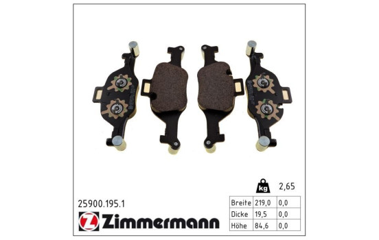 Brake Pad Set, disc brake 25900.195.1 Zimmermann, Image 2