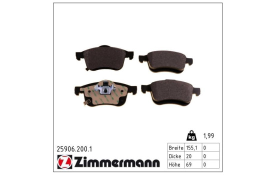 Brake Pad Set, disc brake 25906.200.1 Zimmermann, Image 2