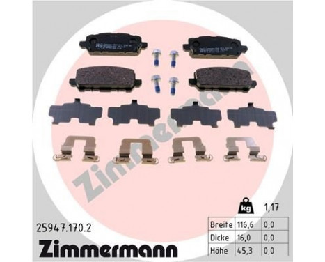 Brake Pad Set, disc brake 25947.170.2 Zimmermann