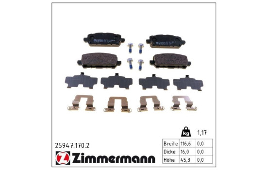 Brake Pad Set, disc brake 25947.170.2 Zimmermann