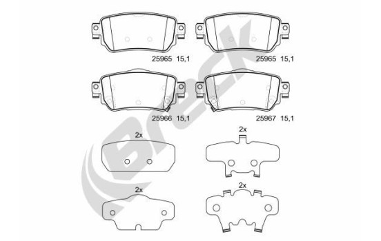Brake pad set, disc brake 25965 00 702 00 Breck