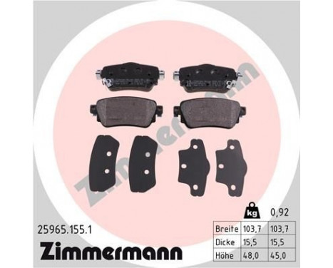 Brake Pad Set, disc brake 25965.155.1 Zimmermann, Image 2