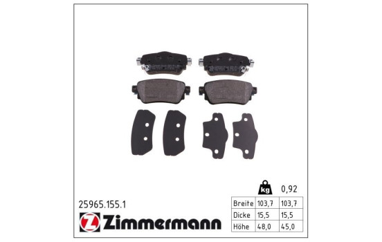 Brake Pad Set, disc brake 25965.155.1 Zimmermann, Image 2
