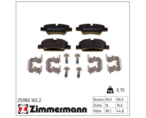 Brake Pad Set, disc brake 25980.165.2 Zimmermann, Image 2