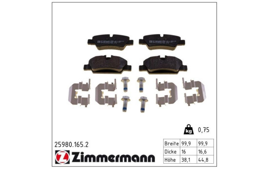 Brake Pad Set, disc brake 25980.165.2 Zimmermann, Image 2