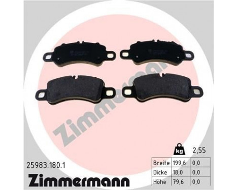 Brake Pad Set, disc brake 25983.180.1 Zimmermann