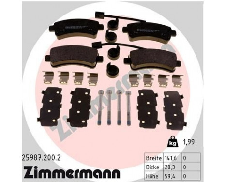 Brake Pad Set, disc brake 25987.200.2 Zimmermann