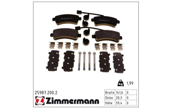 Brake Pad Set, disc brake 25987.200.2 Zimmermann, Image 2