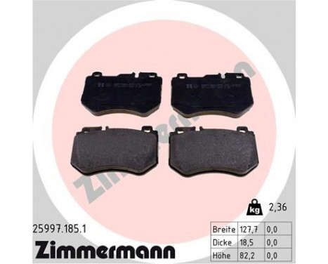 Brake Pad Set, disc brake 25997.185.1 Zimmermann, Image 2