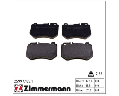 Brake Pad Set, disc brake 25997.185.1 Zimmermann, Image 2