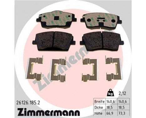 Brake Pad Set, disc brake 26126.185.2 Zimmermann