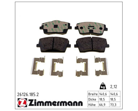 Brake Pad Set, disc brake 26126.185.2 Zimmermann