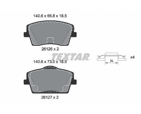 Brake Pad Set, disc brake 2612601 Textar