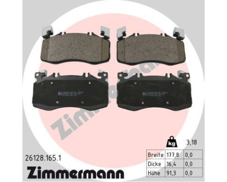 Brake pad set, disc brake 26128.165.1 Zimmermann