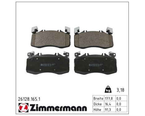 Brake pad set, disc brake 26128.165.1 Zimmermann