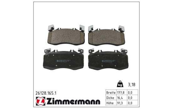 Brake pad set, disc brake 26128.165.1 Zimmermann