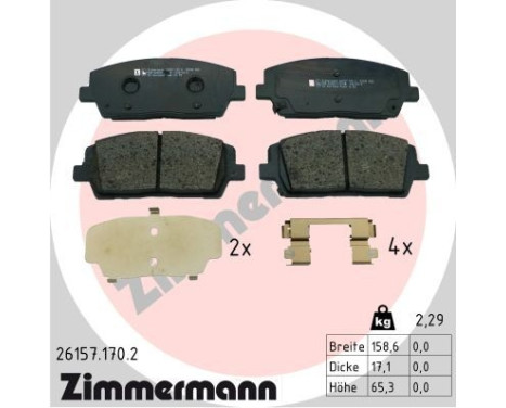 Brake pad set, disc brake 26157.170.2 Zimmermann