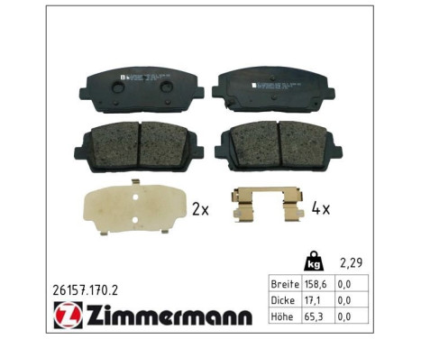 Brake pad set, disc brake 26157.170.2 Zimmermann