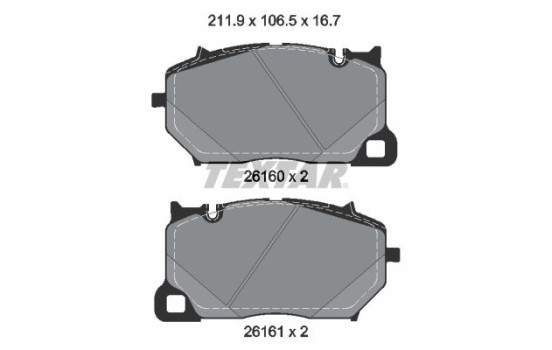 Brake pad set, disc brake 2616001 Textar