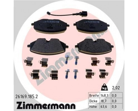 Brake Pad Set, disc brake 26169.185.2 Zimmermann