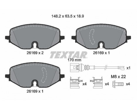 Brake Pad Set, disc brake 2616901 Textar