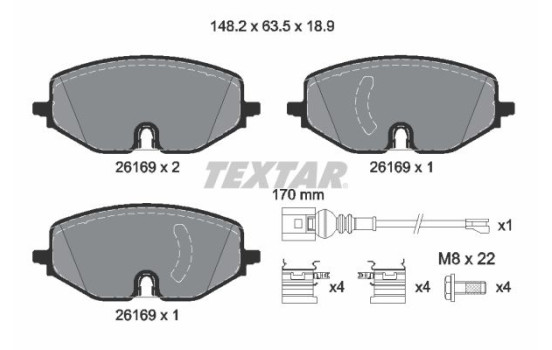 Brake Pad Set, disc brake 2616901 Textar