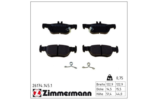 Brake Pad Set, disc brake 26174.145.1 Zimmermann