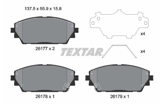 Brake pad set, disc brake 2617701 Textar