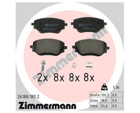 Brake pad set, disc brake 26188.180.2 Zimmermann