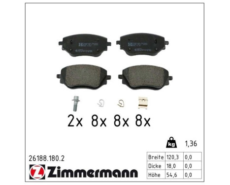 Brake pad set, disc brake 26188.180.2 Zimmermann