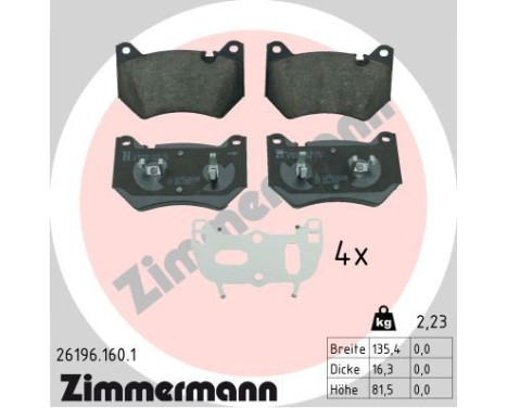 Brake pad set, disc brake 26196.160.1 Zimmermann