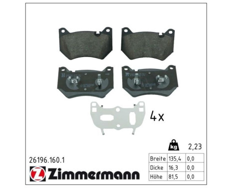 Brake pad set, disc brake 26196.160.1 Zimmermann