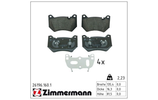 Brake pad set, disc brake 26196.160.1 Zimmermann